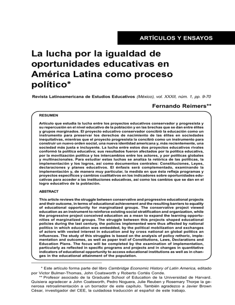 La lucha por la igualdad de oportunidades educativas en América