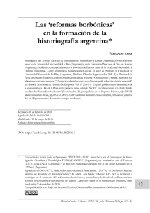 `reformas borbónicas` en la formación de la historiografía argentina