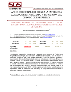 apoyo emocional que brinda la enfermera al escolar hospitalizado y