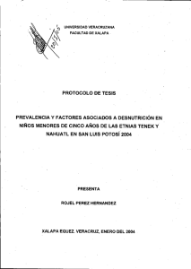 protocolo de tesis prevalencia y factores asociados a desnutrici&oacute;n