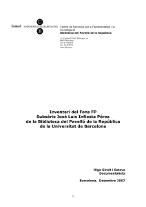 Inventari del Fons FP Subsèrie José Luís Infiesta Pérez de la