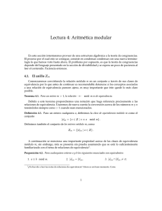 Lectura 4: Aritmética modular
