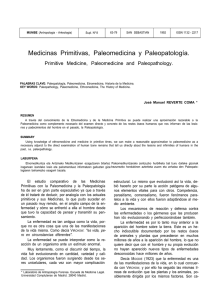 Medicinas Primitivas, Paleomedicina y Paleopatología.. IN