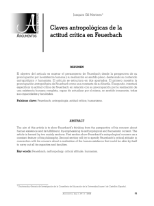 Claves antropológicas de la actitud crítica en Feuerbach