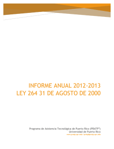 Informe Anual 2012-2013 Ley 264 31 de agosto de 2000