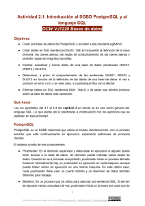 Actividad 2.1. Introducción al SGBD PostgreSQL y al