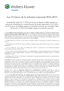 Las 10 claves de la reforma concursal 2014-2015