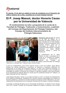 El P. Josep Massot, doctor Honoris Causa por la Universidad de