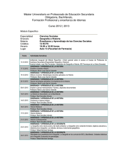 Guía Docente. Calendario de intervenciones 2012