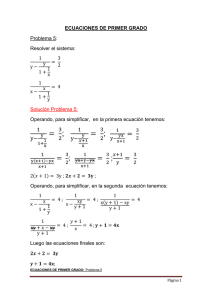 Solución ecuaciones primer grado problema 5