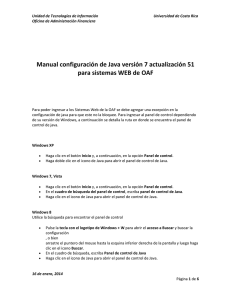 Manual configuración de Java versión 7 actualización 51 para