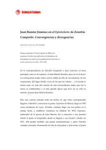 Juan Ramón Jiménez en el Epistolario de Zenobia Camprubí