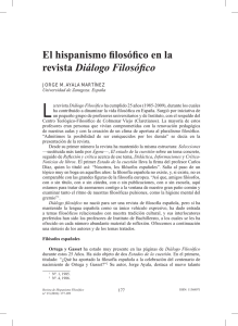 El hispanismo filosófico en la revista "Diálogo Filosófico"