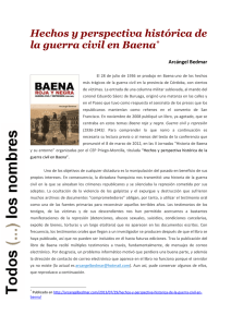 echos y perspectiva histórica de a guerra civil en Baena