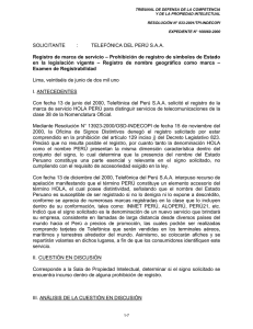 SOLICITANTE : TELEFÓNICA DEL PERÚ SAA Registro