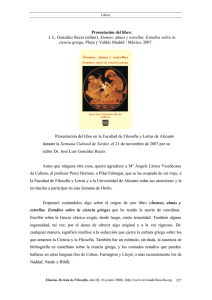 Presentación del libro: J. L. González Recio (editor), Átomos, almas