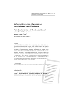 La formación musical del profesorado especialista en los CEIP