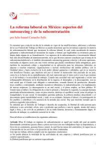 La reforma laboral en México: aspectos del outsourcing y de
