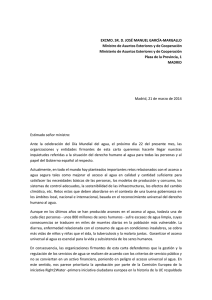 Carta entregada al Ministro García