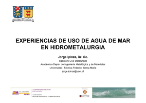 experiencias de uso de agua de mar en hidrometalurgia