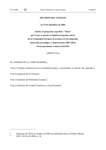 DECISIÓN DEL CONSEJO de 19 de diciembre de 2006