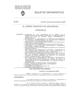 N° 87 - Ministerio de Seguridad Provincia de Buenos Aires