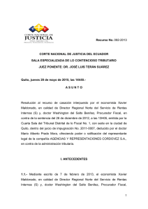 Recurso No. 092-2013 CORTE NACIONAL DE JUSTICIA DEL