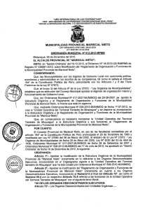 Organigrama / Ordenanza Municipal Nª 013-2012