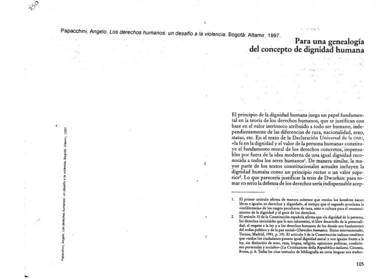 Para Una Genealog a Del Concepto De Dignidad Humaiia