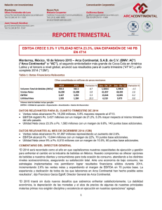EBITDA CRECE 5.3% Y UTILIDAD NETA 23.3%, UNA EXPANSIÓN