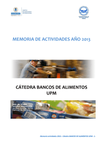 MEMORIA DE ACTIVIDADES AÑO 2013 CÁTEDRA BANCOS DE