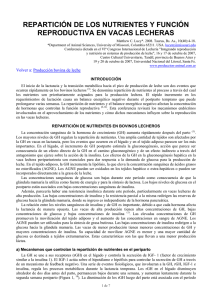 Repartición de los nutrientes y función reproductiva en vacas