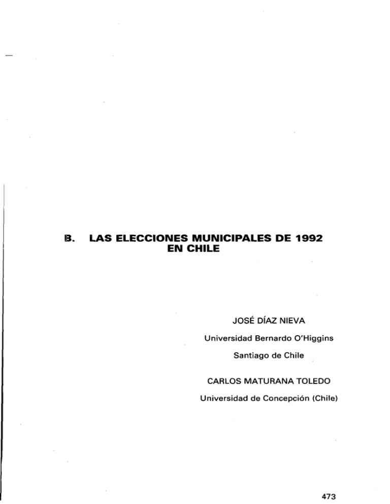 Las Elecciones Municipales de 1992 en Chile e
