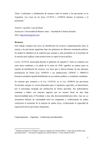 Título: Coaliciones y distribución de recursos entre la nación y las