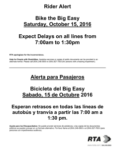 Rider Alert Bike the Big Easy Saturday, October 15, 2016 Expect
