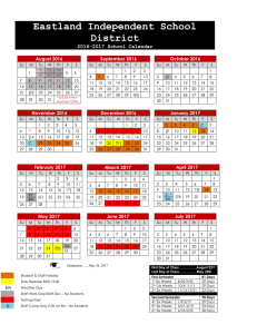 School Calendar - Eastland Independent School District