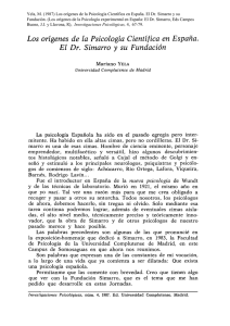Los orígenes de la Psicología Científica en España. El Dr. Simarro y