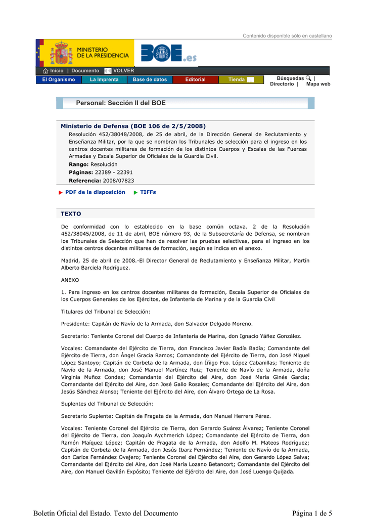 Página 1 De 5 Boletín Oficial Del Estado. Texto Del Documento