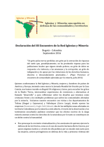 Declaración del III Encuentro de la Red Iglesias y Minería