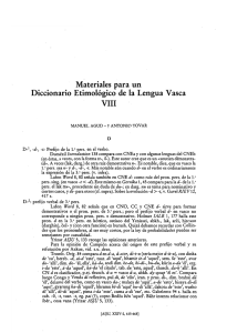 Materiales para un Diccionario Etimologico de la Lengua Vasca VIII