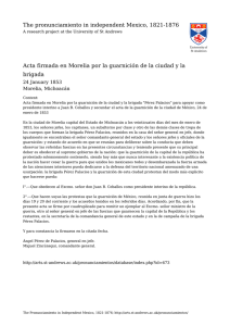 Acta firmada en Morelia por la guarniciÃ³n de la ciudad y la brigada