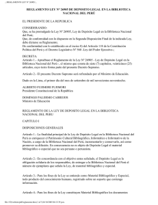 reglamento ley n° 26905 - Biblioteca Nacional del Perú