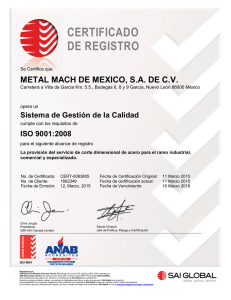 Certificado ISO - Metal Mach de México