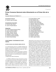 Primer Consenso Nacional sobre Alimentación en