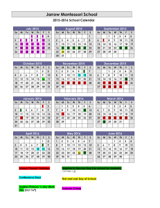 School Calendar - Jarrow Montessori School