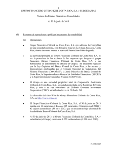 notas a los estados financieros consolidados (al 30 de junio de 2013).