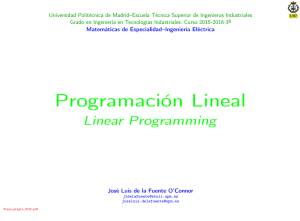 Optimización Lineal: Introducción a la Programación Lineal
