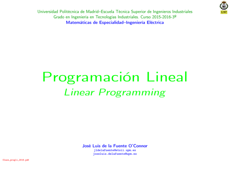 Optimización Lineal: Introducción A La Programación Lineal