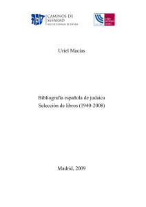 Uriel Macías Bibliografía española de judaica Selección de libros