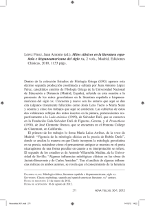 LÓPEZ FÉREZ, Juan Antonio (ed.), Mitos clásicos en la literatura espa